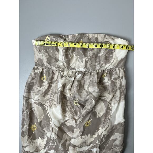 Banana Republic Strapless Silk Floral Top Size 6 A Line Babydoll Ruffle Feminine - Picture 6 of 13